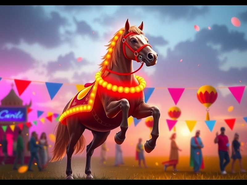 Glowing Garland Gallop game banner showing colorful festival scene
